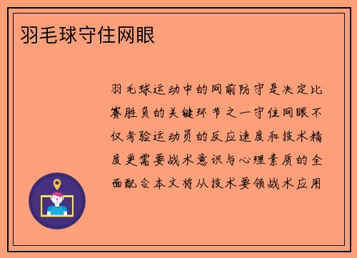 羽毛球守住网眼